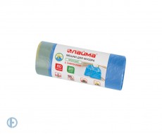 Мешки для мусора с завязками 60 л, синие, в рулоне 20 шт., прочные, ПНД 12 мкм, 55х62 см, LAIMA