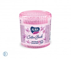 Ватные палочки КОМПЛЕКТ 200 шт., AURA, пластиковый стакан