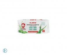 Салфетки влажные 50 шт., LAIMA/ЛАЙМА Antibacterial, антибактериальные, с экстрактом алоэ