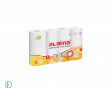 Полотенца бумажные бытовые, спайка 4 шт., 2-х слойные, (4х18 м), LAIMA/ЛАЙМА, 22х23 см, белые