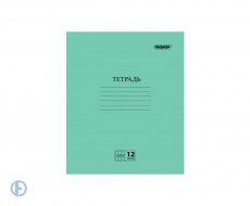 Тетрадь, ЗЕЛЁНАЯ обложка, 12 л., ПИФАГОР, офсет №2 ЭКОНОМ, клетка с полями