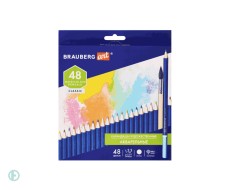 Карандаши художественные цветные акварельные BRAUBERG ART CLASSIC, 48 цветов, грифель 3,3 мм