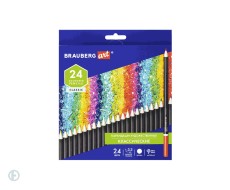 Карандаши художественные цветные BRAUBERG ART CLASSIC, 24 цвета, МЯГКИЙ грифель 3,3 мм
