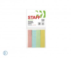 Закладки клейкие STAFF, ПАСТЕЛЬНЫЕ бумажные, 50х12 мм, 4 цвета х 25 листов