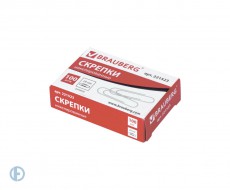 Скрепки BRAUBERG, 28 мм, никелированные, 100 шт., в картонной коробке