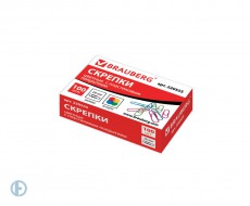 Скрепки BRAUBERG, 28 мм, цветные, 100 шт., в картонной коробке